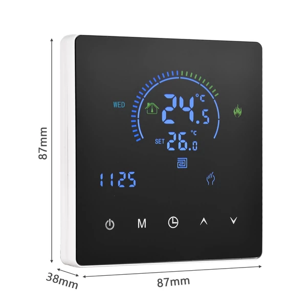 Intelligens termosztátos LCD kijelző érintőgombos programozható hőmérséklet-szabályozó elektromos fűtéshez (WiFi-vel)