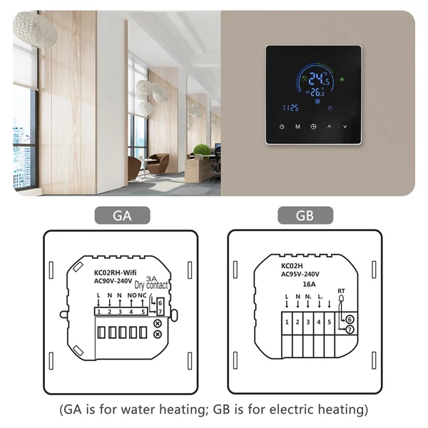 Intelligens termosztátos LCD kijelző érintőgombos programozható hőmérséklet-szabályozó vízmelegítéshez (WiFi nélkül)