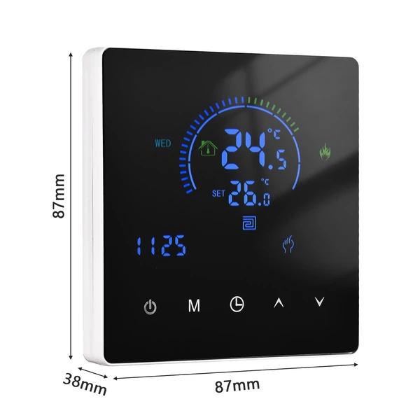 Intelligens termosztátos LCD kijelző érintőgombos programozható hőmérséklet-szabályozó elektromos fűtéshez (WiFi nélkül)