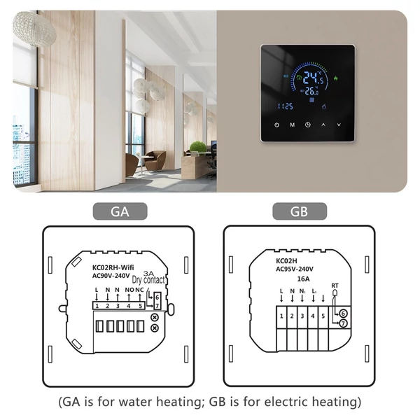 Intelligens termosztátos LCD kijelző érintőgombos programozható hőmérséklet-szabályozó elektromos fűtéshez (WiFi nélkül)