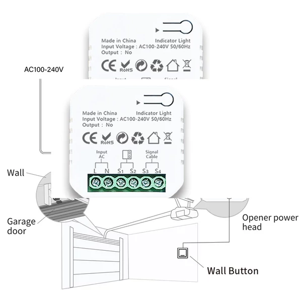 Tuya ZigBee garázsajtónyitó vezérlő mobiltelefon-alkalmazás távolról vezérelhető, kompatibilis az Alexa Google Home-al a hangvezérlés átjáróihoz