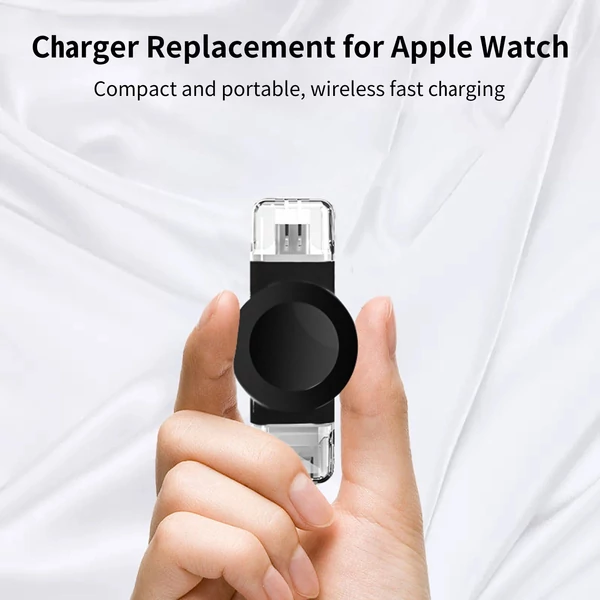 W98 hordozható Apple Watch Type-C USB vezeték nélküli töltő iWatch Ultra sorozathoz 8 7 SE 6 5 4 3 2 1 - Fekete
