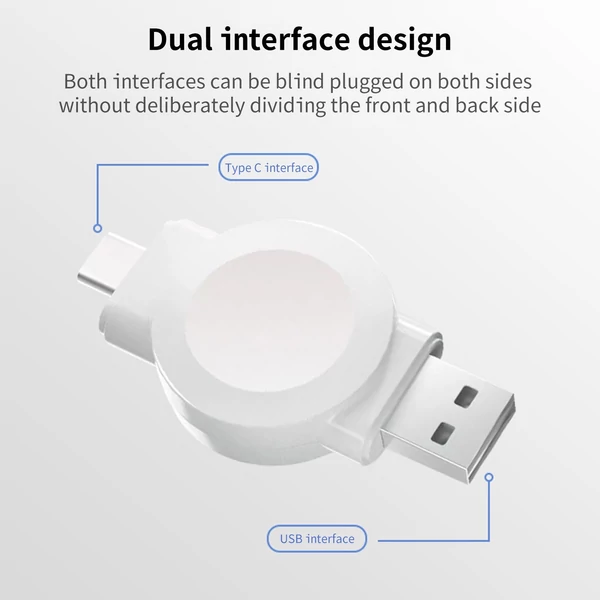 W98 hordozható Apple Watch Type-C USB vezeték nélküli töltő iWatch Ultra sorozathoz 8 7 SE 6 5 4 3 2 1 - Fehér