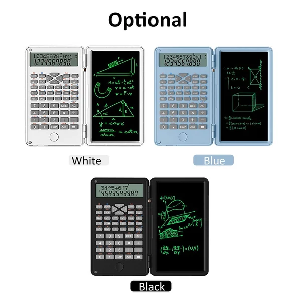 6 hüvelykes, összecsukható, nagy képernyős tudományos számológép, 12 számjegyű számológép íráshoz iskolába, irodába - Fehér