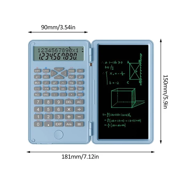 6 hüvelykes, összecsukható, nagy képernyős tudományos számológép, 12 számjegyű számológép íráshoz iskolába, irodába - Kék