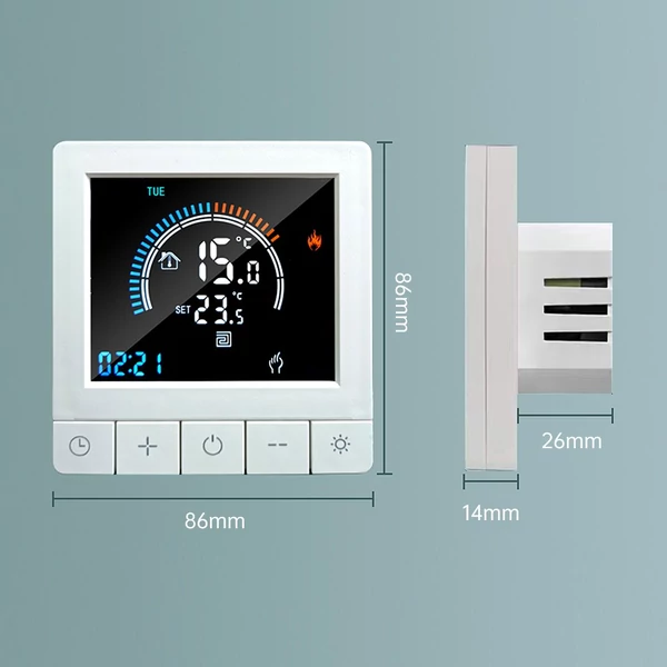 Intelligens programozható digitális fali termosztát LCD kijelző NTC érzékelős hőmérséklet-szabályozó - elektromos fűtés, WiFi