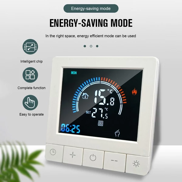 Intelligens programozható digitális fali termosztát LCD kijelző NTC érzékelős hőmérséklet-szabályozó - elektromos fűtés, WiFi