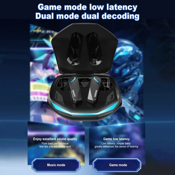 Lenovo thinkplus GM2 Pro BT vezeték nélküli játék fülhallgató 2 db - Fekete