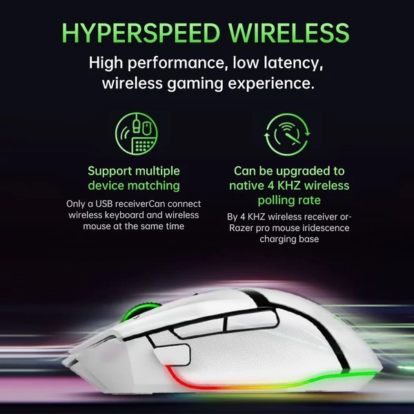 Razer V3 Pro vezeték nélküli RGB játékegér 30000 DPI optikai érzékelővel Chroma Hyperspeed Ergonomikus kialakítás 11 programozható gombbal - Fekete