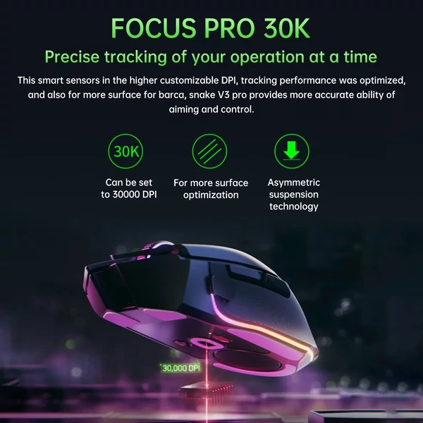 Razer V3 Pro vezeték nélküli RGB játékegér 30000 DPI optikai érzékelővel Chroma Hyperspeed Ergonomikus kialakítás 11 programozható gombbal - Fekete