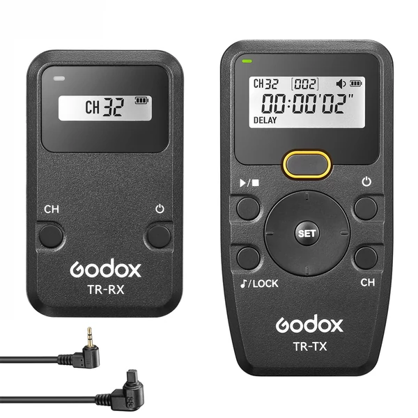 Godox TR Series 2.4G vezeték nélküli időzítős távirányítós kamera zártávvezérlő (adó és vevő) - TR-C3