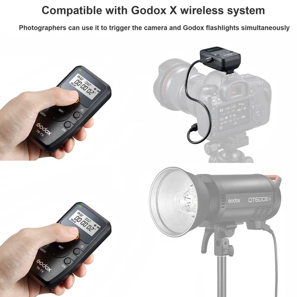 Godox TR Series 2.4G vezeték nélküli időzítős távirányítós kamera zártávvezérlő (adó és vevő) - TR-P1