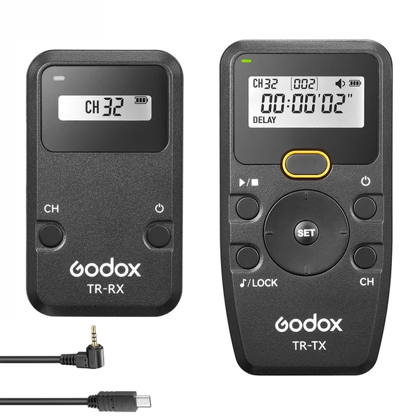 Godox TR Series 2.4G vezeték nélküli időzítős távirányítós kamera zártávvezérlő (adó és vevő) - TR-S2
