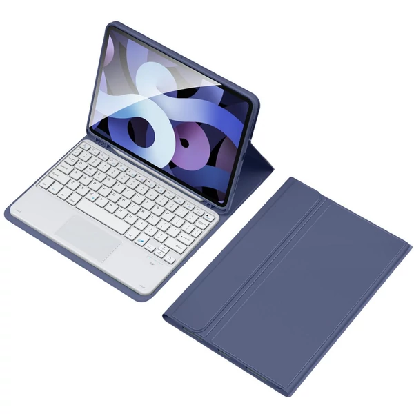 TP-9709 vezeték nélküli BT billentyűzet PU bőr védőtokkal iPad Air2 / iPad (2017) / iPad (2018) / iPad Pro táblagéphez - Lila