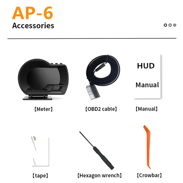 Autó HUD kijelző OBDⅡ+GPS Intelligens nyomtáv nagyfelbontású sebességmérő