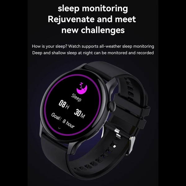 HK85 intelligens karkötős sportóra 1,43 hüvelykes AMOLED teljes érintőképernyős fitneszkövető - Fekete