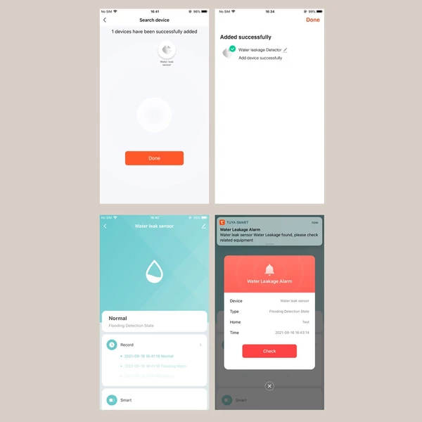 Zigbee Tuya Smart Home vízszivárgás érzékelő
