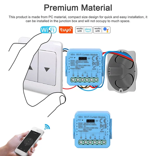 Tuya ZigBee otthoni intelligens készülék függönymodul mobiltelefon-alkalmazás távirányítóval, átjárókkal kell használni