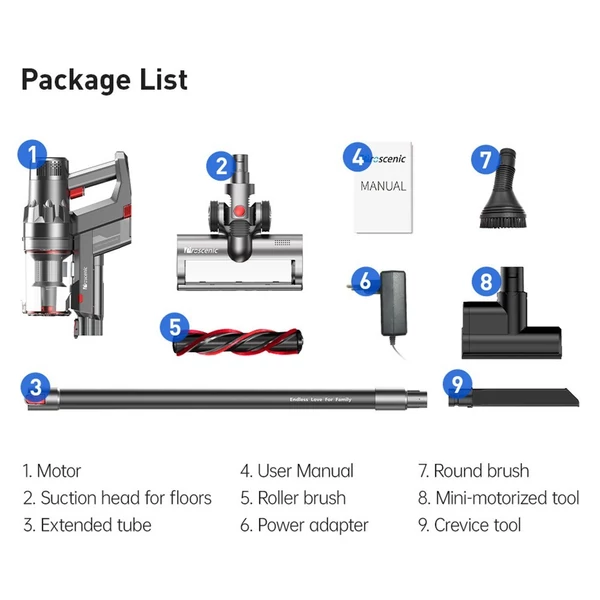 Proscenic P11 akkus porszívó, 25 kpa, erős szívórúd vákuum, 60 perces hosszú üzemidejű levehető akkumulátorral, falra szerelhető tárolóval