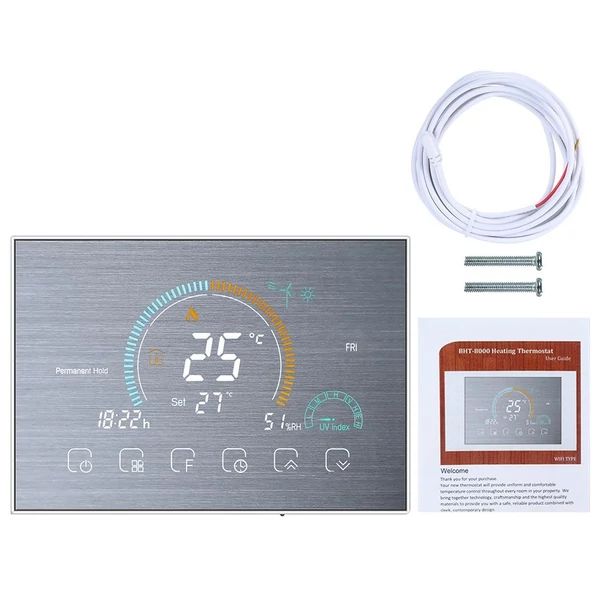 Intelligens programozható termosztát 95-240V - Ezüst, Wi-Fi