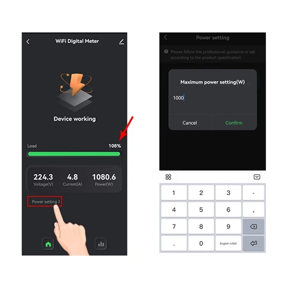 Tuya WiFi energiamérő 80A áramtranszformátor bilincs KWh teljesítmény monitor hangvezérléssel