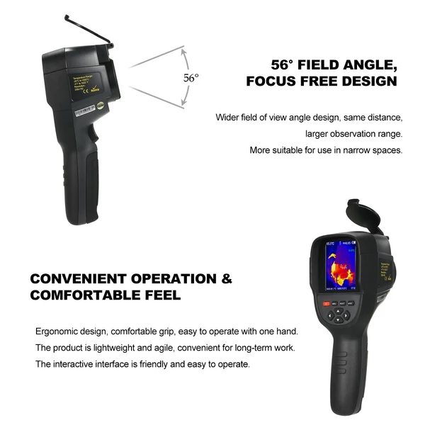 Hti HT-H18+ újratölthető kézi infravörös hőkamera 2200 mAh, 20-550 ℃ hőmérséklet-tartomány 3,2 hüvelykes LCD képernyővel