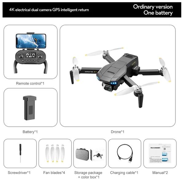 LSRC S+ 5G WIFI GPS 4K távirányítós drón optikai áramlási pozicionáló gesztusfotózással tárolótáskával - 3 akkumulátor