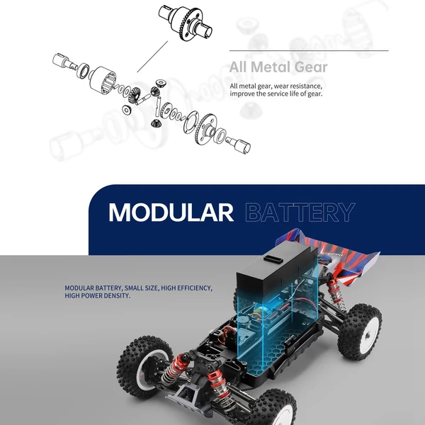 WLtoys 124008 távirányító terepjáró autó 1/12 2,4 GHz 4WD 60 km/h (11,1 V 1300 mAh akkumulátor)
