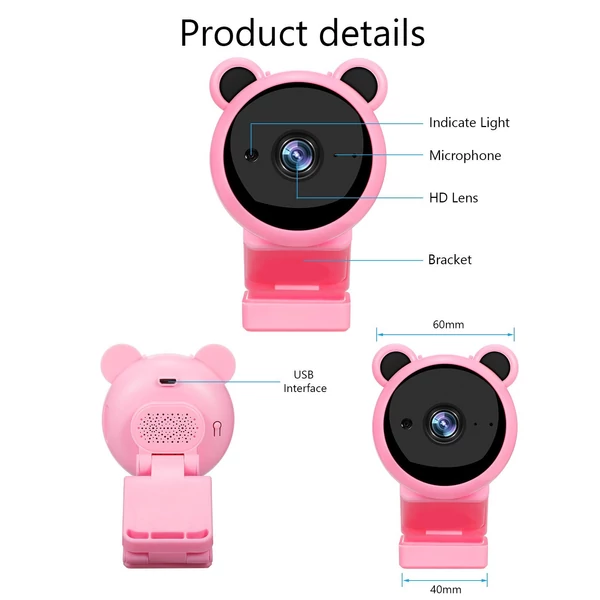 1080p webkamera mikrofonnal - Pink