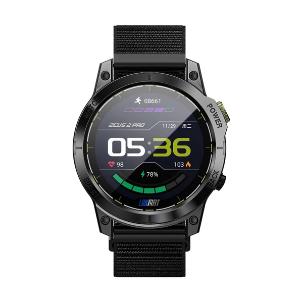 LOKMAT ZEUS 2 PRO okosóra 1,45 hüvelykes TFT LED teljes érintőképernyős BT hívás Fitneszkövetős karkötő - Fekete