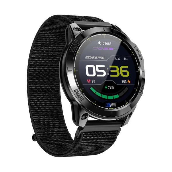 LOKMAT ZEUS 2 PRO okosóra 1,45 hüvelykes TFT LED teljes érintőképernyős BT hívás Fitneszkövetős karkötő - Fekete