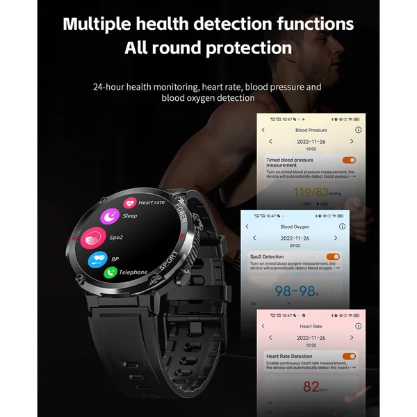 LOKMAT ZEUS PRO okos karkötős sportóra 1,6 hüvelykes TFT LED teljes érintőképernyős fitneszkövető - Zöld