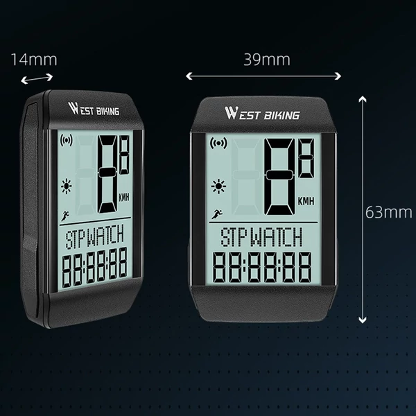 WEST BIKING 5 nyelvű kerékpár sebességmérő, stopper IPX6 vízálló - vezetékes