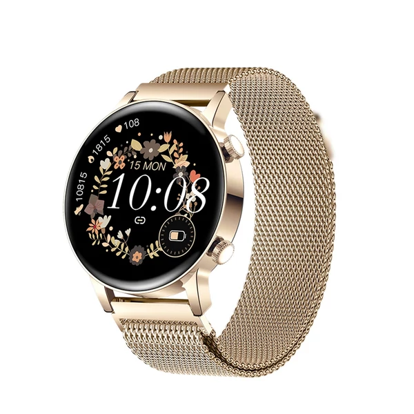 MK30 1,3 hüvelykes 360x360 AMOLED teljes érintőképernyős női okos sportóra - Arany