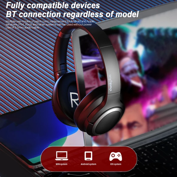 Lenovo Thinkplus TH40 BT 5.0 fejhallgató HD-hívással mikrofonnal - Piros