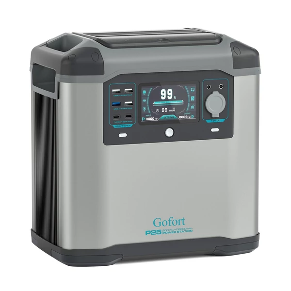 GOFORT 2000 W-os hordozható erőmű, 436800 mAh/1573 Wh napelemes generátor DC/AC/C típusú/USB aljzatokkal