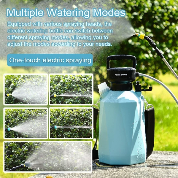 Kézi elektromos permetező öntözőkanna porlasztó öntözőpalack, vízpermetező USB újratölthető - Kék, változat 1