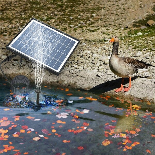6,5 W-os napelemes szökőkút szivattyú 6 fúvókával 1500 mAh akkumulátor, barkácsolt madárfürdő merülő vízszivattyú kültéri szökőkút szivattyú akváriumhoz, kerti medencéhez
