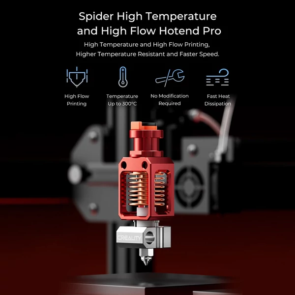 CREALITY Spider Pro Hotend fúvóka, magas hőmérsékletű és nagy sebességű gyors fűtés 3D nyomtatóhoz