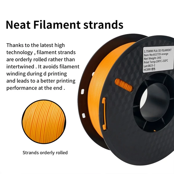 KINGROON 3D nyomtató PLA filament 1 kg 1,75 mm szabvány 1 tekercs - Fekete