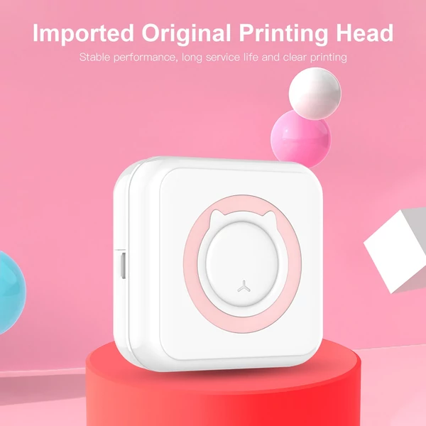 Többfunkciós hordozható, vezeték nélküli azonnali mini fotónyomtató - Pink, 11 tekercs 57 mm-es papírral
