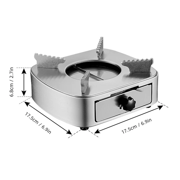Mini alkoholos tűzhelyégő, rozsdamentes acél, állítható, tűzálló, szélálló, fiókos égő grillezéshez kültéri főzéshez - Ezüst