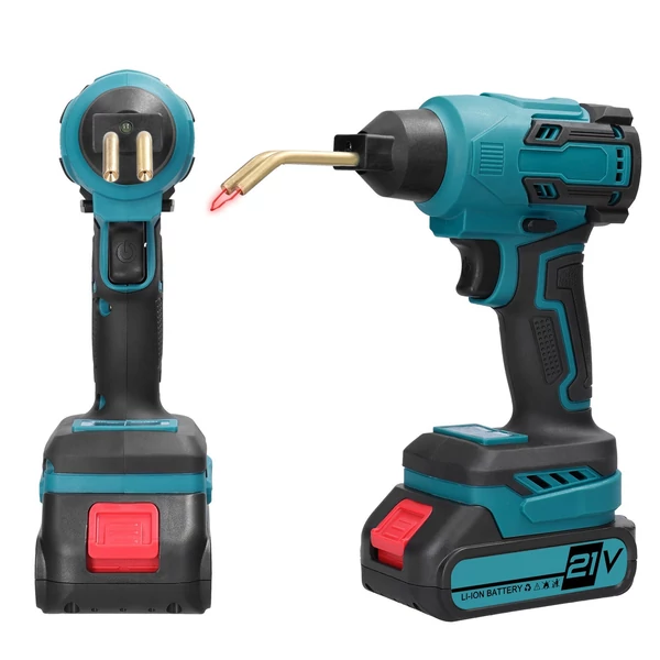 Hordozható kézi műanyag hegesztőgép autópanel repedés-javító készlet hővágó tűzőgép műanyagjavító szerszám LED lámpával (1db akkumulátor)