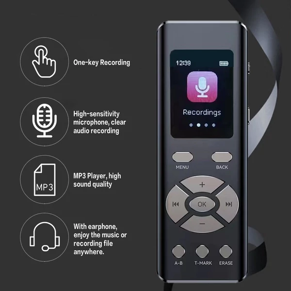 Intelligens zajcsökkentő hangrögzítő mikrofonnal - 16 GB