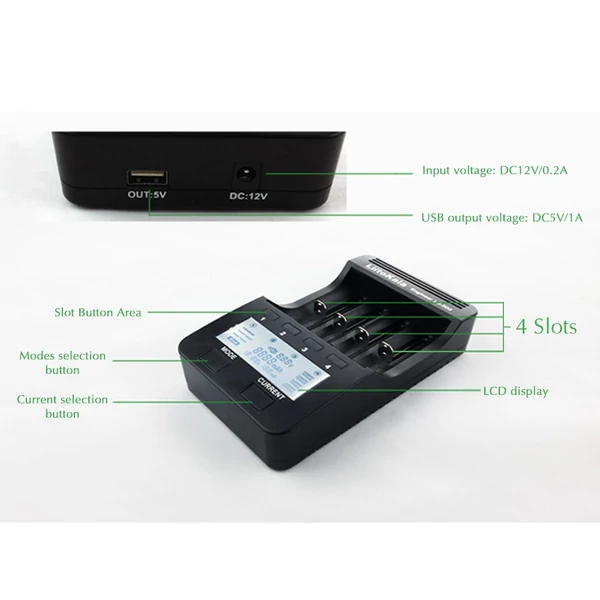 LiitoKala Lii-500 4 nyílásos LCD legokosabb akkumulátortöltő készlet EU adapterrel