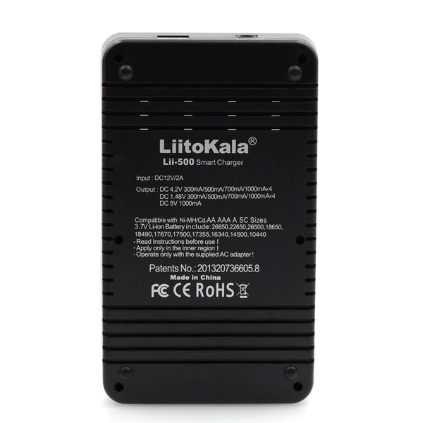 LiitoKala Lii-500 4 nyílásos LCD legokosabb akkumulátortöltő készlet EU adapterrel