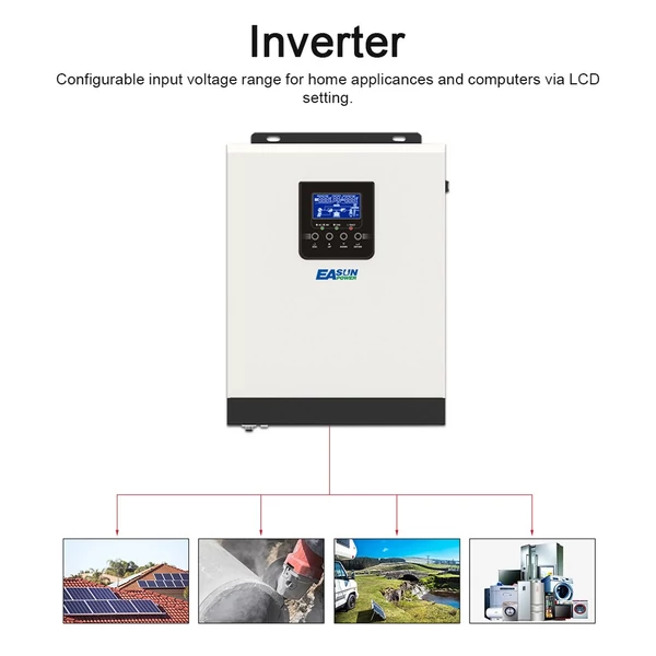 2400W 3KVA 24V 220V szoláris inverter otthoni napelemes rendszerhez Pure SineWave PWM napelemes újratöltő vezérlő akkumulátor töltő inverter