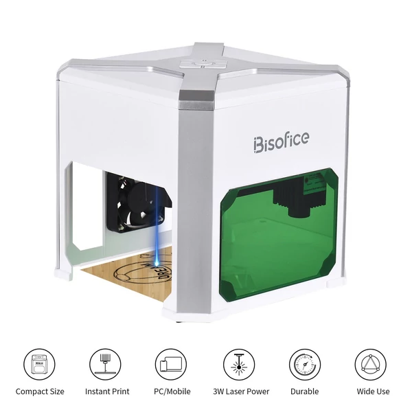 Bisofice K6 3W mini lézergravírozó 80x80mm-es munkaterülettel