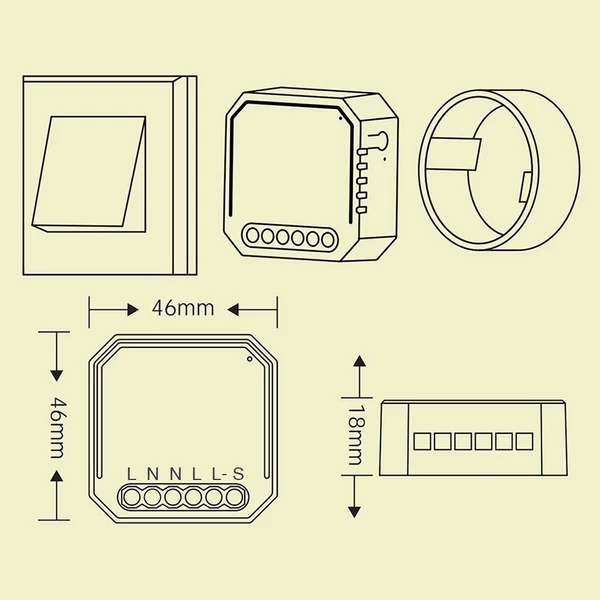 Tuya MINI DIY egyirányú intelligens kapcsoló - 3 db