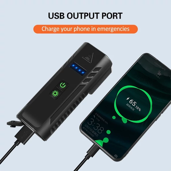 Kerékpár első lámpa kürtös USB újratölthető vízálló éjszakai lámpa 8 világítási móddal